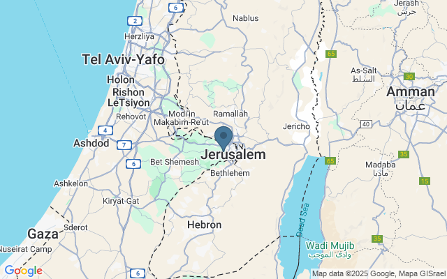 Kaart met locatie Yad Vashem